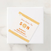 オレンジ来色かわいい息子の赤ちゃんシャワー フェイバータグ (インサイチュ)