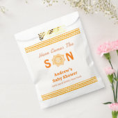 オレンジ来色かわいい息子の赤ちゃんシャワー フェイバーバッグ (封をした状態)