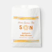 オレンジ来色かわいい息子の赤ちゃんシャワー フェイバーバッグ (正面)