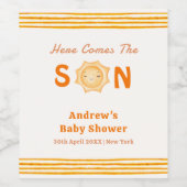 オレンジ来色かわいい息子の赤ちゃんシャワー ワインラベル (シングルラベル)