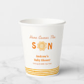 オレンジ来色かわいい息子の赤ちゃんシャワー 紙コップ (裏面)
