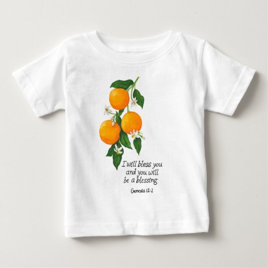 オレンジ果実 創世記12:2 ベビーTシャツ (正面)
