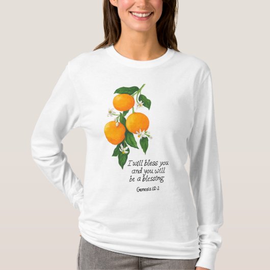 オレンジ果実 創世記12:2 Tシャツ (正面)