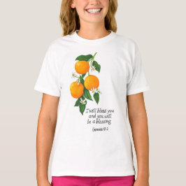 オレンジ果実 創世記12:2 Tシャツ