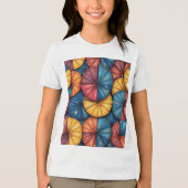 オレンジ柄の子供の短い袖Tシャツ トライブレンドＴシャツ (正面)