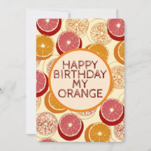 オレンジ柄の誕生日カード