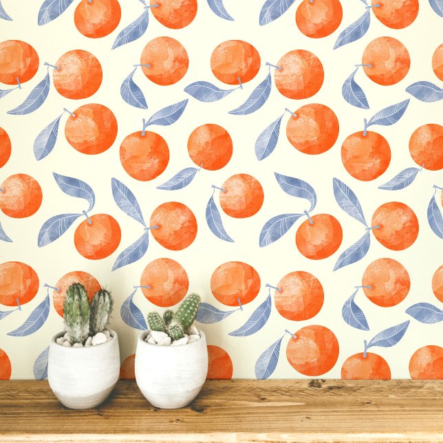 オレンジ柑橘フルーツ地中海水彩 壁紙 (Citrus orange fruit watercolor wallpaper)