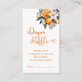 オレンジ柑橘系おむつラッフルガールベビーシャワー エンクロージャーカード