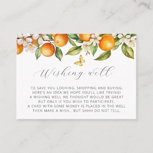 オレンジ柑橘系の夏は良い赤ちゃんシャワーを望む エンクロージャーカード (正面)