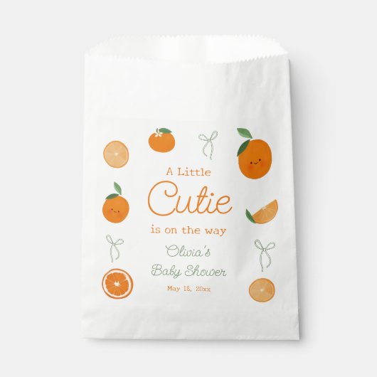 オレンジ柑橘系の小さなかわいこちゃんベビーシャワー フェイバーバッグ (正面)