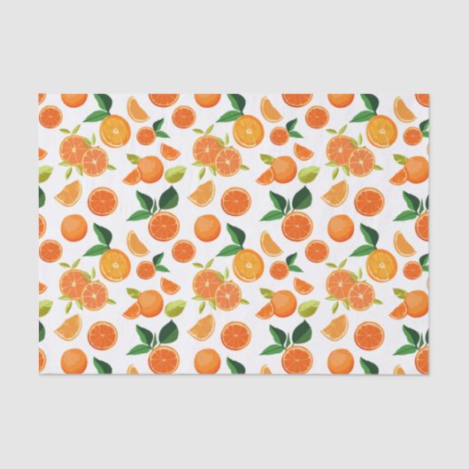 オレンジ柑橘系の植物模様 薄葉紙 (正面)