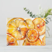 オレンジ柑橘系フルーツサマースプラッシュウォーター色 招待状 (スタンド正面)