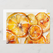 オレンジ柑橘系フルーツサマースプラッシュウォーター色 招待状 (正面/裏面)