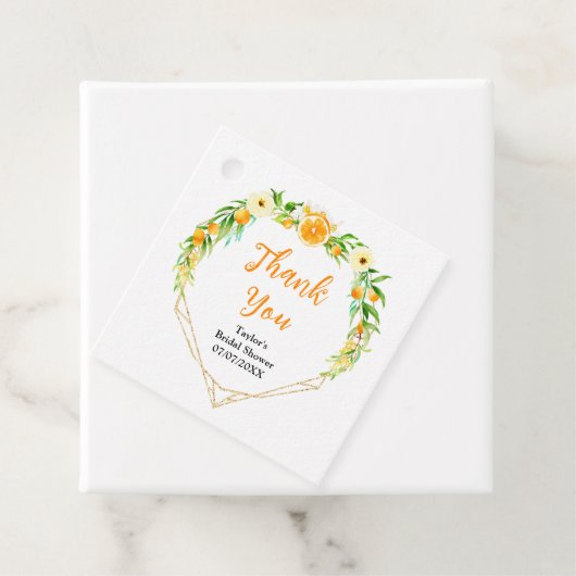 オレンジ柑橘系ブライダルシャワーサンキュー フェイバータグ (インサイチュ)