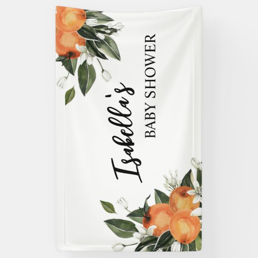 オレンジ柑橘系ベビーシャワーバックドリップかわいこちゃん 横断幕 (縦)