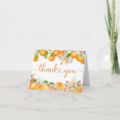 オレンジ柑橘系ベビーシャワー折り畳みサンキューカード サンキューカード (正面)