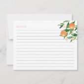 オレンジ柑橘系マッチングブライダルシャワーレシピカード 招待状 (裏面)