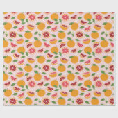 オレンジ柑橘系ライトピンク ラッピングペーパー (フラット)