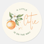オレンジ柑橘系リトルかわいこちゃんベビーシャワーの好意 ラウンドシール (正面)