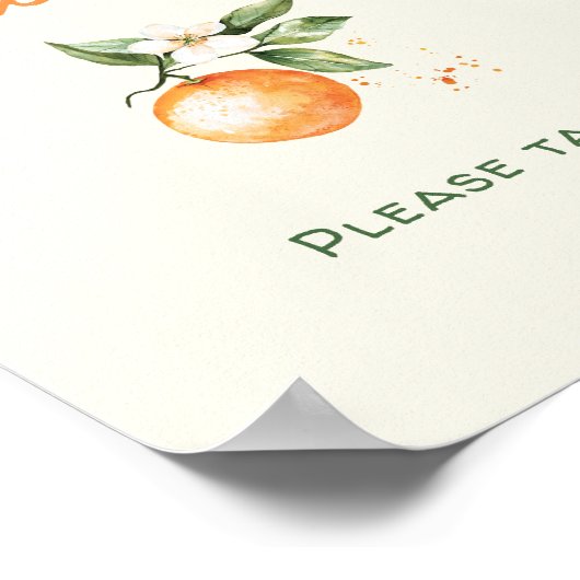 オレンジ柑橘系リトルかわいこちゃんベビーシャワーウィズサイン ポスター (角)