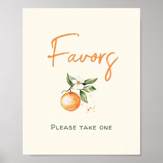 オレンジ柑橘系リトルかわいこちゃんベビーシャワーウィズサイン ポスター (正面)