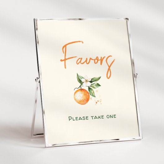 オレンジ柑橘系リトルかわいこちゃんベビーシャワーウィズサイン ポスター