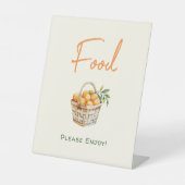 オレンジ柑橘系リトルかわいこちゃんベビーシャワー食品 台座サイン (正面)