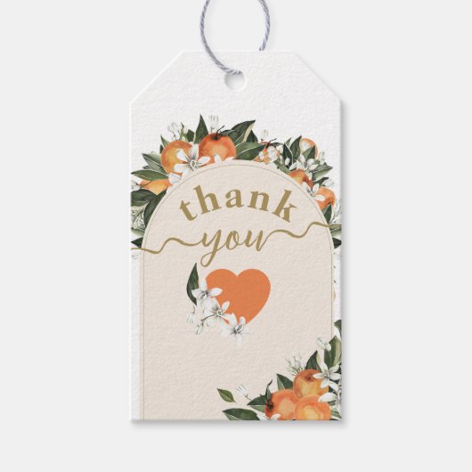 オレンジ柑橘系手榴弾リトルかわいこちゃんベビーシャワー ギフトタグ (正面)