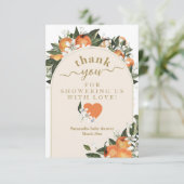 オレンジ柑橘系手榴弾リトルかわいこちゃんベビーシャワー サンキューカード (スタンド正面)