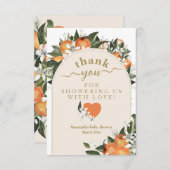 オレンジ柑橘系手榴弾リトルかわいこちゃんベビーシャワー サンキューカード (正面/裏面)