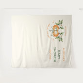 オレンジ柑橘系2つの小さなかわいこちゃんツインベビーシャワー タペストリー (正面(横))