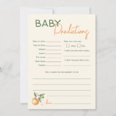 オレンジ柑橘類の小さな赤ちゃんシャワー予測カード 招待状 (正面)