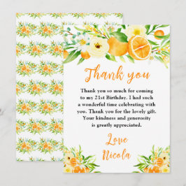 オレンジ柑橘類の誕生日 サンキューカード