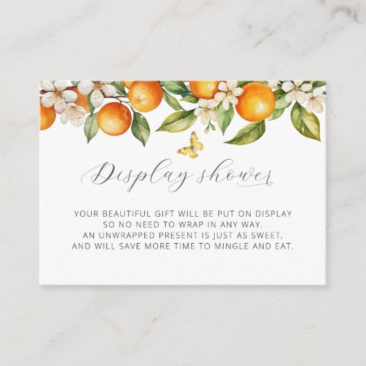 オレンジ柑橘類サマーディスプレイシャワーベビーシャワー エンクロージャーカード (正面)