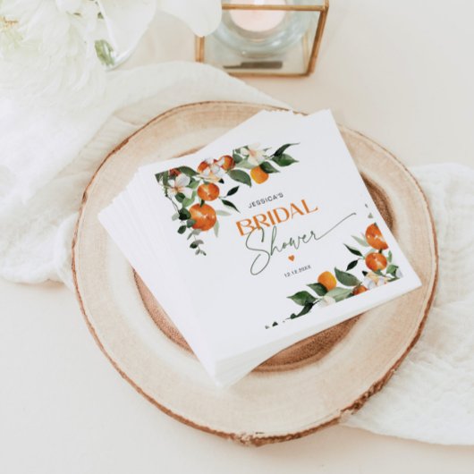 オレンジ柑橘類テーマブライダルシャワー スタンダードカクテルナプキン
