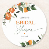 オレンジ柑橘類テーマブライダルシャワー ラウンドペーパーコースター (正面)