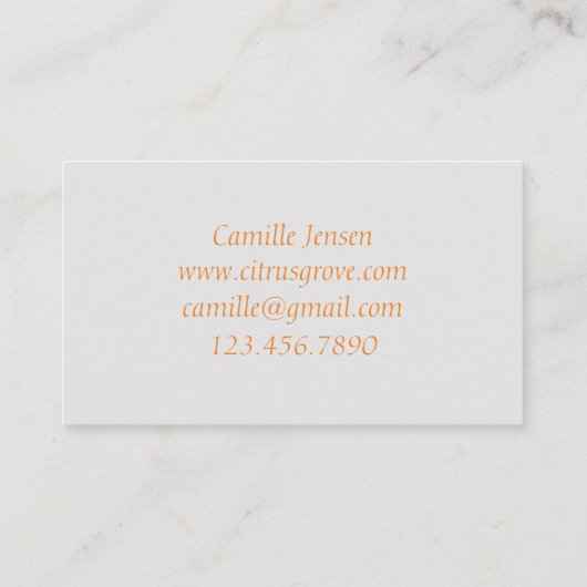 オレンジ柑橘類フルーツウォーターカラーオルガニックス 名刺 (裏面)