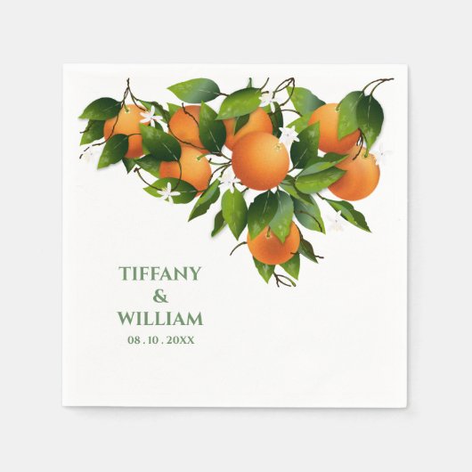 オレンジ柑橘類フルーツカクテルパーティーナプキン スタンダードカクテルナプキン (正面)
