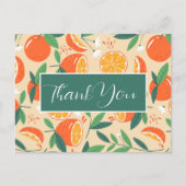 オレンジ柑橘類フルーツレトロパターンサンキュー ポストカード (正面)