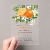 オレンジ柑橘類リトルかわいこちゃんオンザウェイベビーシャワー アクリル招待状 (インサイチュ (ポータブル))