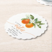 オレンジ柑橘類リトルかわいこちゃんオンザウェイベビーシャワー ペーパーコースター (アングル)