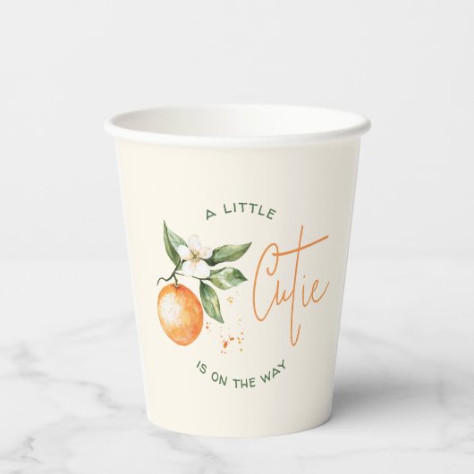 オレンジ柑橘類リトルかわいこちゃんオンザウェイベビーシャワー 紙コップ (裏面)