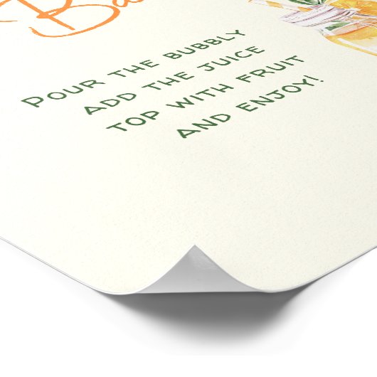 オレンジ柑橘類mom-osaバーベビーシャワードリンクサイン ポスター (角)