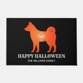 オレンジ柴犬ハッピーハローウィン名前をカスタムする ドアマット (正面)