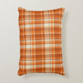 オレンジ格子縞 アクセントクッション (正面(垂直))