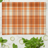 オレンジ格子縞 キッチンタオル (折り畳み)