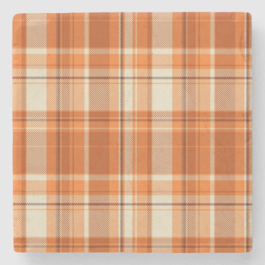 オレンジ格子縞 ストーンコースター (正面)