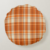 オレンジ格子縞 ラウンドクッション (裏面)