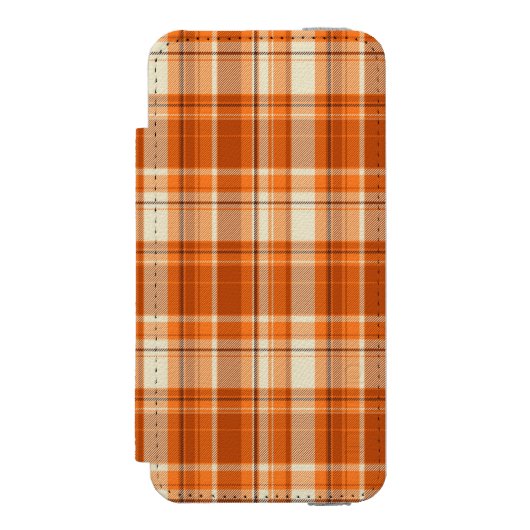 オレンジ格子縞 INCIPIO iPhoneウォレットケース (フォリオ 正面)