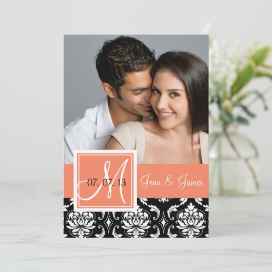 オレンジ桃黒ダマスクの写真保存日 セーブザデート (スタンド正面)